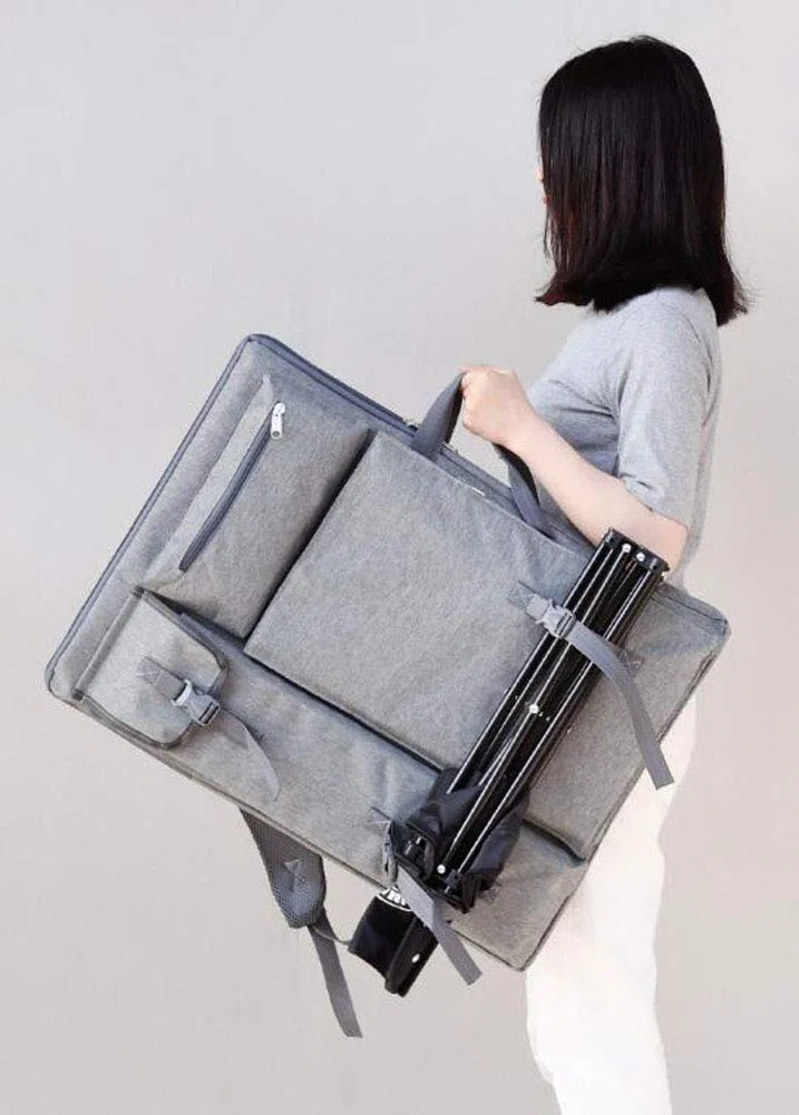 Maya Star Multifuncional Artistas Campo Llevar Bolsas 4K Sketchpad Hombros Mochila Cartón Bolsas para Dibujo Dibujo Pintura Arte Suministros - Gris