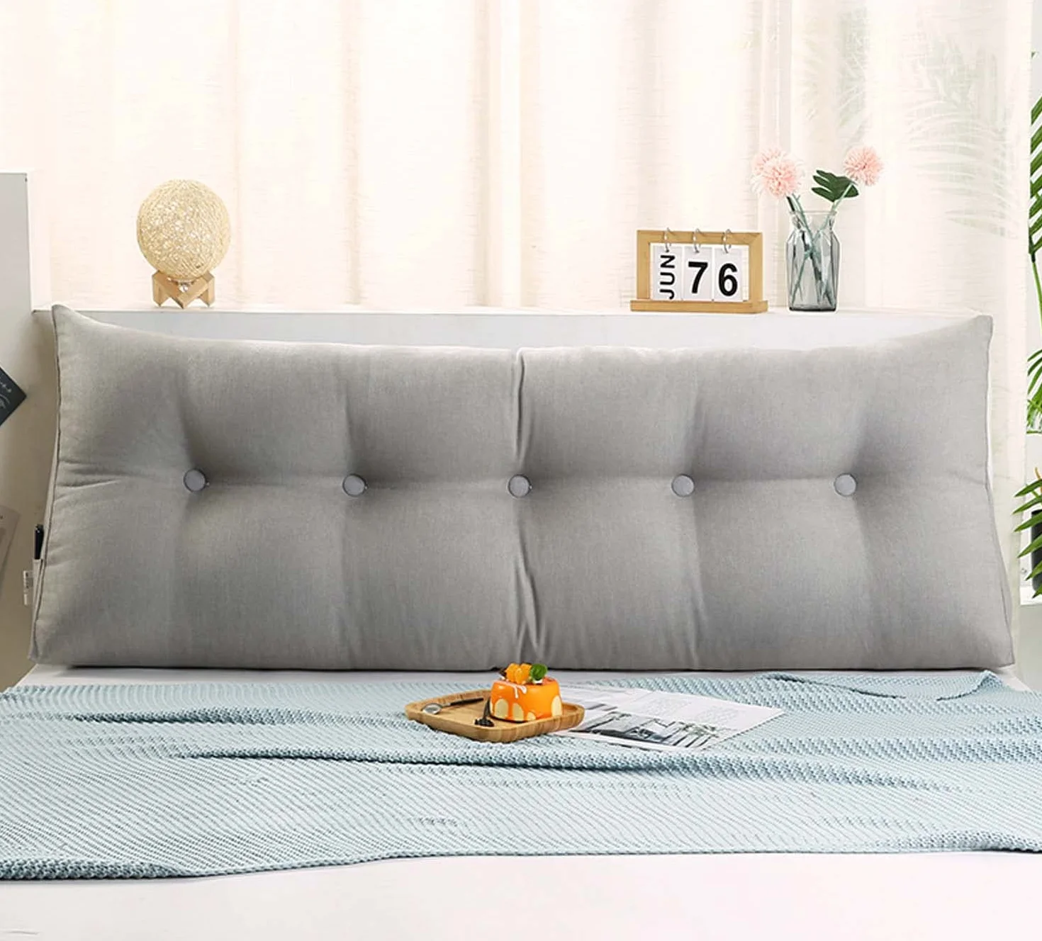 OBTUSS Almohada de apoyo de posicionamiento grande para cama, cabecero de cama, sofá, cojín triangular de cuña para respaldo, almohadas lumbares extragrandes con funda extraíble de terciopelo