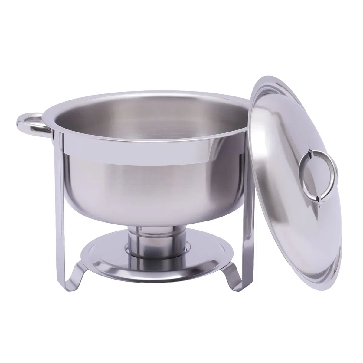 Chafing Dish - Calentador de alimentos redondo de acero inoxidable de 5 l, para buffet, catering, catering, gastro, color plateado