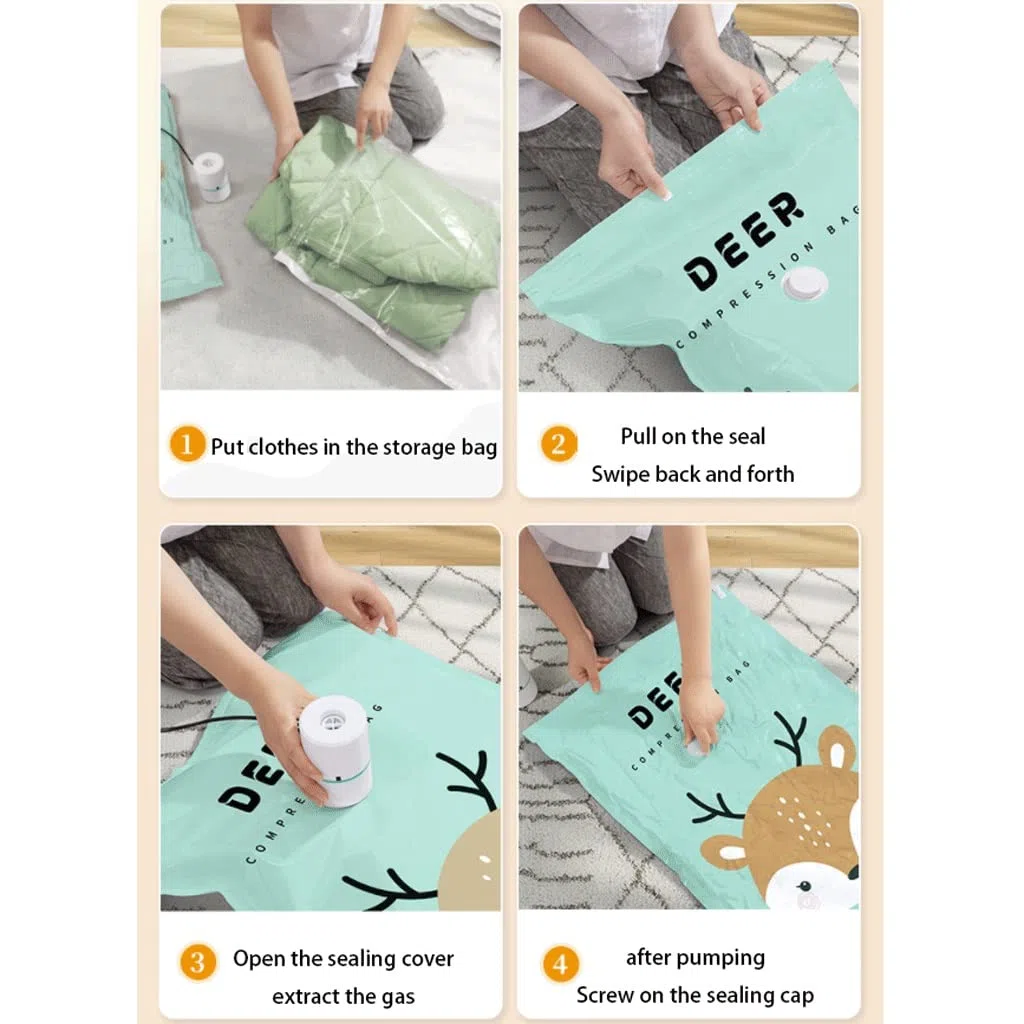Bolsas de almacenamiento al vacío Bolsas de almacenamiento al vacío reutilizables con bomba eléctrica Bolsas de sellado al vacío o ropa, colchones, mantas, edredones, almohadas Paquete de 4-8 Bol