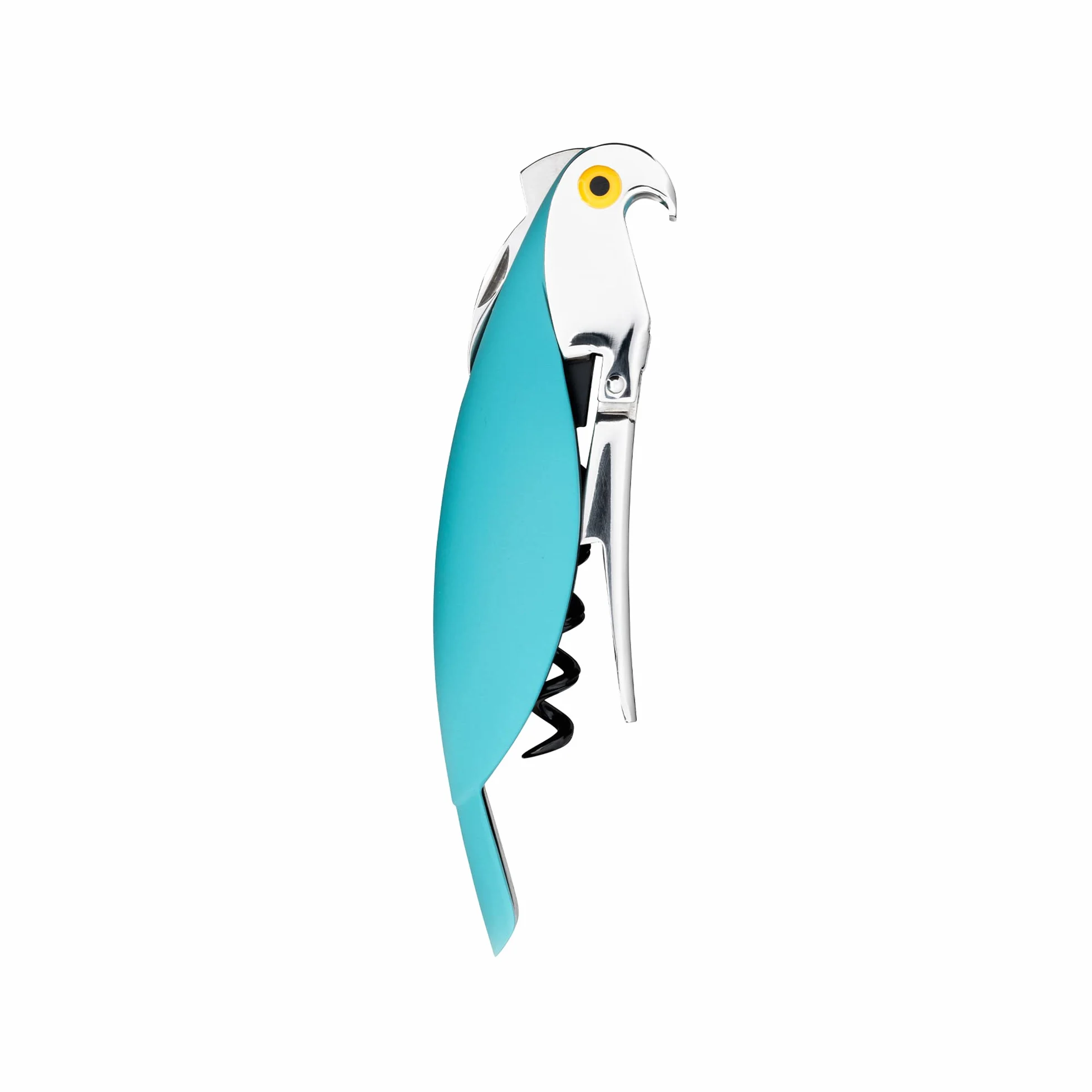 Alessi | Parrot AAM32 AZ - Sacacorchos de diseño para Sommelier, Aluminio Fundido y PC, Azul Claro