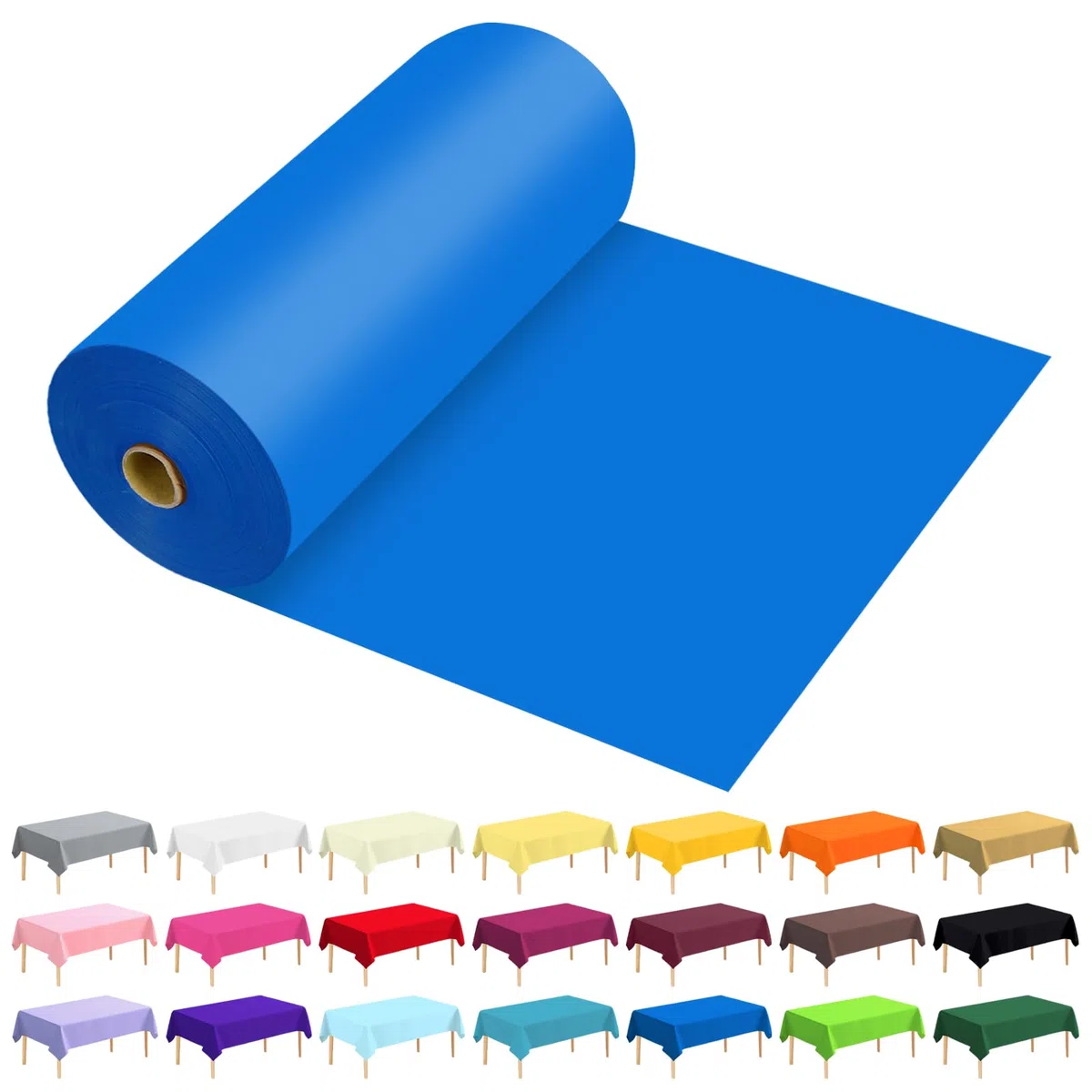 Rollo de mantel de plástico desechable de alta calidad de 54 x 300 pies, para todo tipo de mesas de forma, picnic, fiesta, banquete, cumpleaños, bodas (azul, 54 x 300 pies)