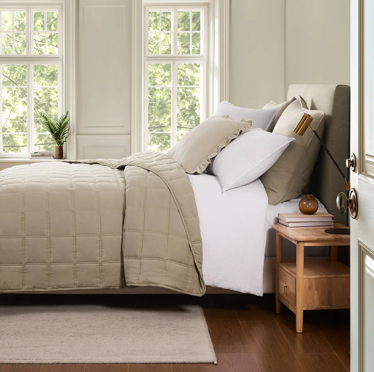 R.SHARE Colcha Verano Cama 200, Beige 300x270cm Colcha Bouti Cama Primavera, Multiuso Cubrecama Ligera Acolchada para Cama o Sofá Suave y Transpirable, 100% Microfibra Edredón Verano Todo el Año