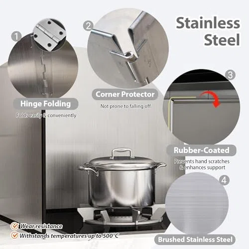 Cubierta impermeable para estufa y fregadero, protector contra salpicaduras de acero de 2/3/4 lados, tablero de fideos ignífugo, protector de cocina a prueba de quemaduras para cocinar seguro