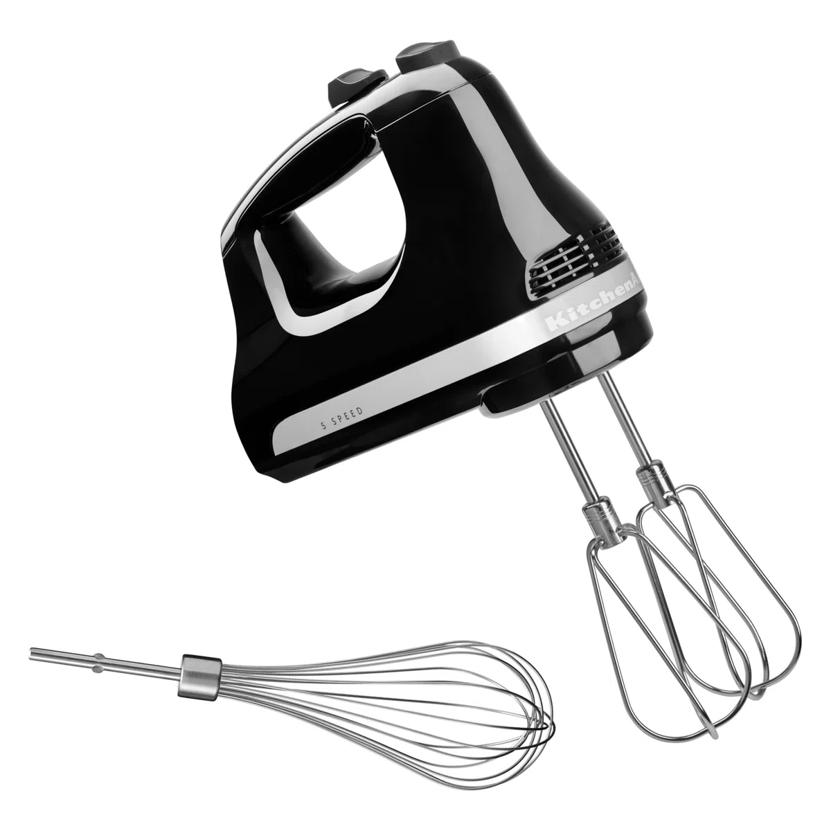 KitchenAid Batidora de Varillas Clásica 5 Velocidades, Motor DC Silencioso 85W, Varillas Turbo y Batidor 16 Hilos en Acero Inox, Bate, Mezcla y Remueve, Expulsión con un Toque, Onyx Black