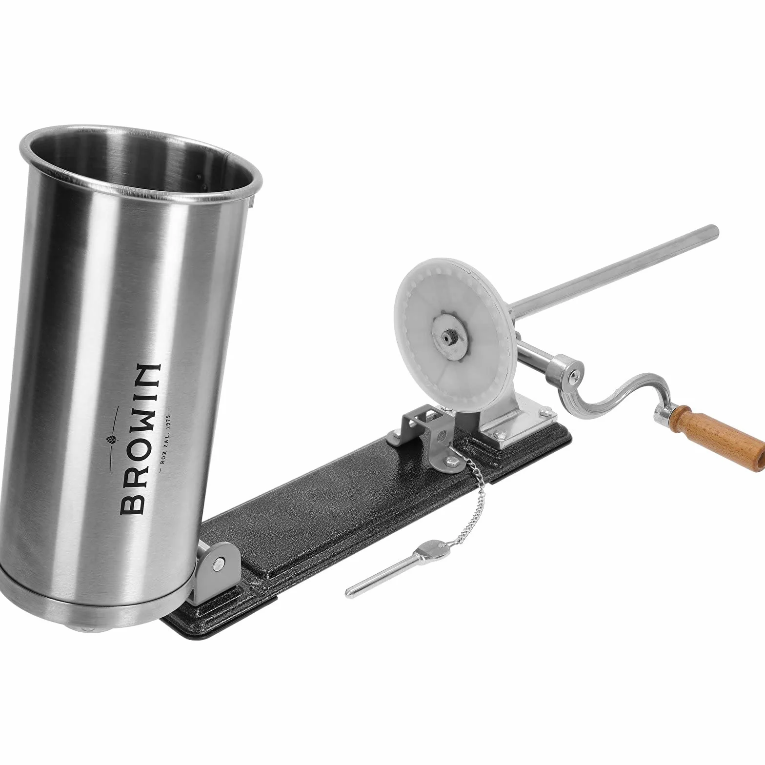 Browin 311003 Embutidora horizontal de salchichas 3 kg, Embutidora manual para salchichas, menudos, Máquina de picar carne, acero inoxidable