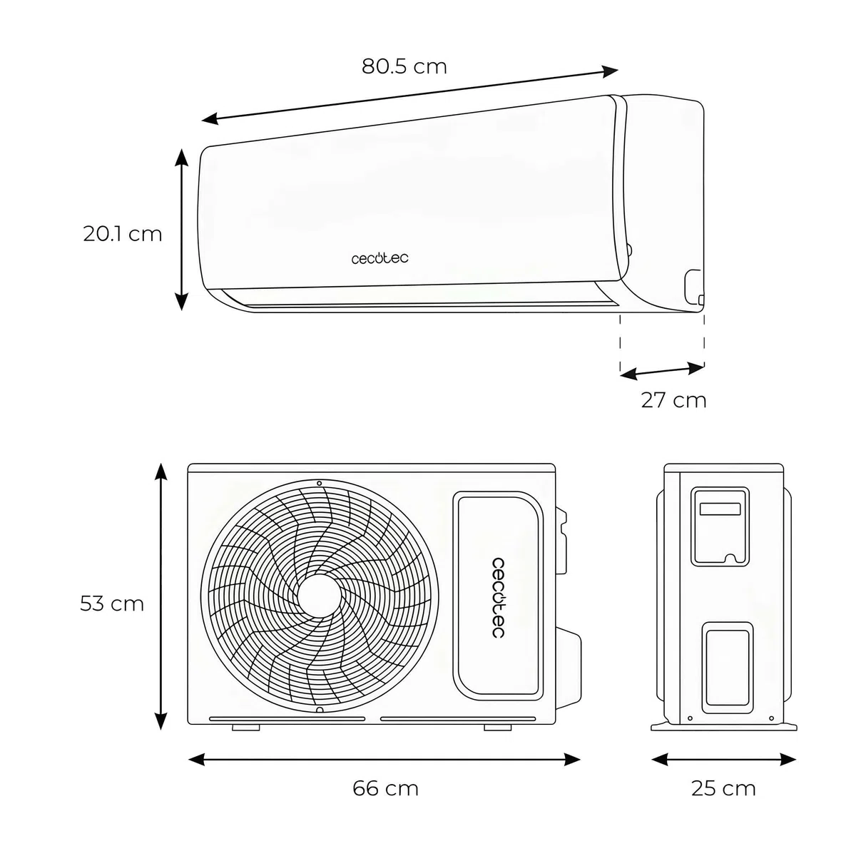 Cecotec Aire Acondicionado Split AirClima 12000 Wind Connected. Inverter, 12000 BTU, Bomba de Calor, 5 Modos, Clase A++; Deshumidificador 21,6 L/día, Pantalla LED, Temporizador 24h, Filtro Lavable