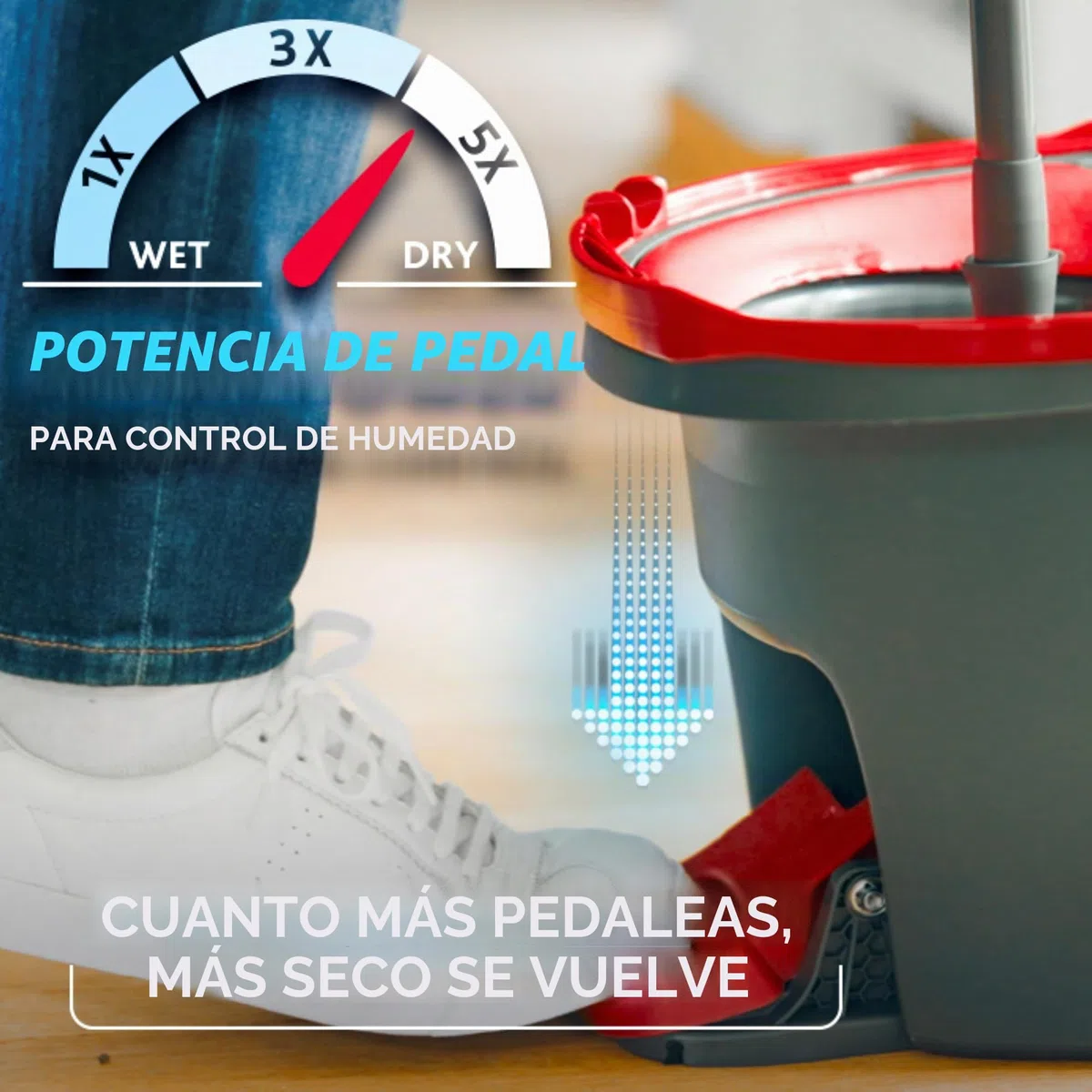 O-Cedar, Rojo, Gris, fregona giratoria con 4 recambios adicionales