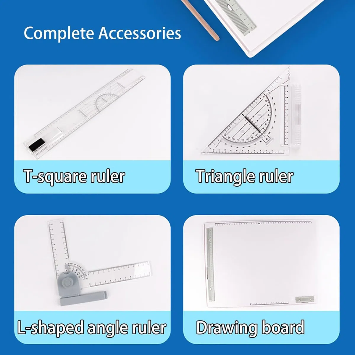 Tablero de dibujo portátil ajustable con regla transparente, mesa de dibujo de precisión para estudiantes, ingenieros, artistas y arquitectos, ideal para mediciones precisas y proyectos creativos