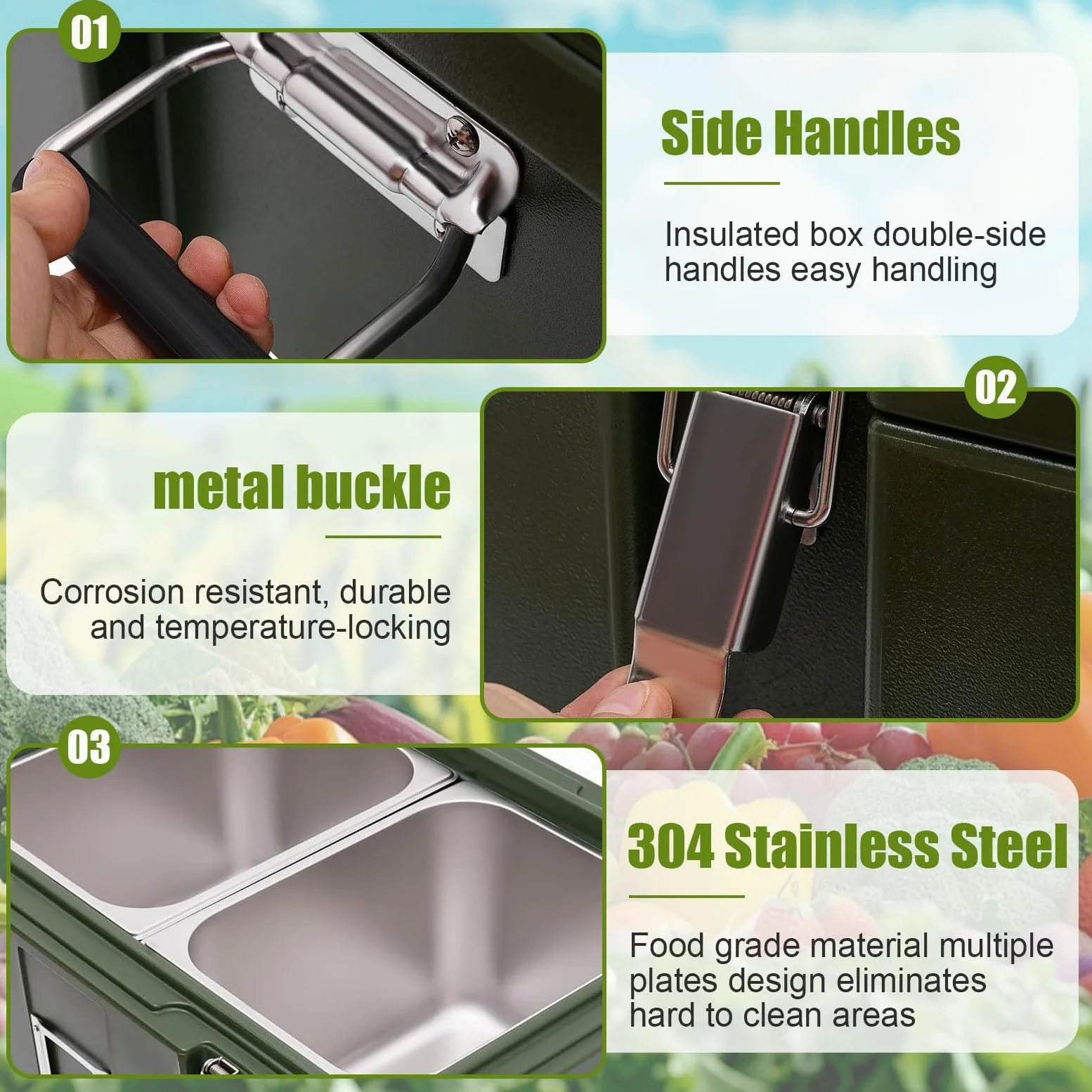 Contenedor Térmico Alimentos Caja Caliente Para Catering, Gran Capacidad Alimentos, Transporte Comida Caliente, Caja Térmica Profesional Para Restaurantes Y Hoteles(2 pans)