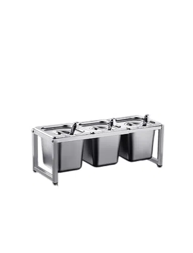 Dispensador de condimentos de acero inoxidable con soporte integrado para salsas, especias, almacenamiento duradero de cocina para restaurantes, bares, catering