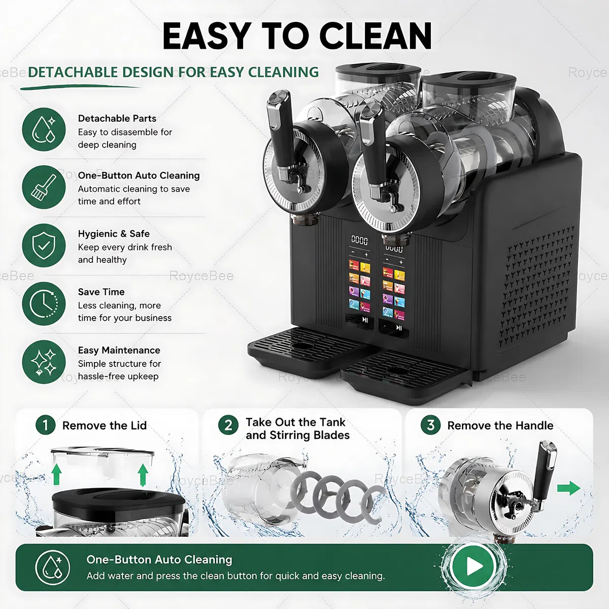 Máquina para Granizados Profesional y Doméstica, Máquina de Granizado con Capacidad 4L, 7 Modos Automáticos, Función de Limpieza Automática, Para Preparar Helados Suaves, Slush, Batidos Black