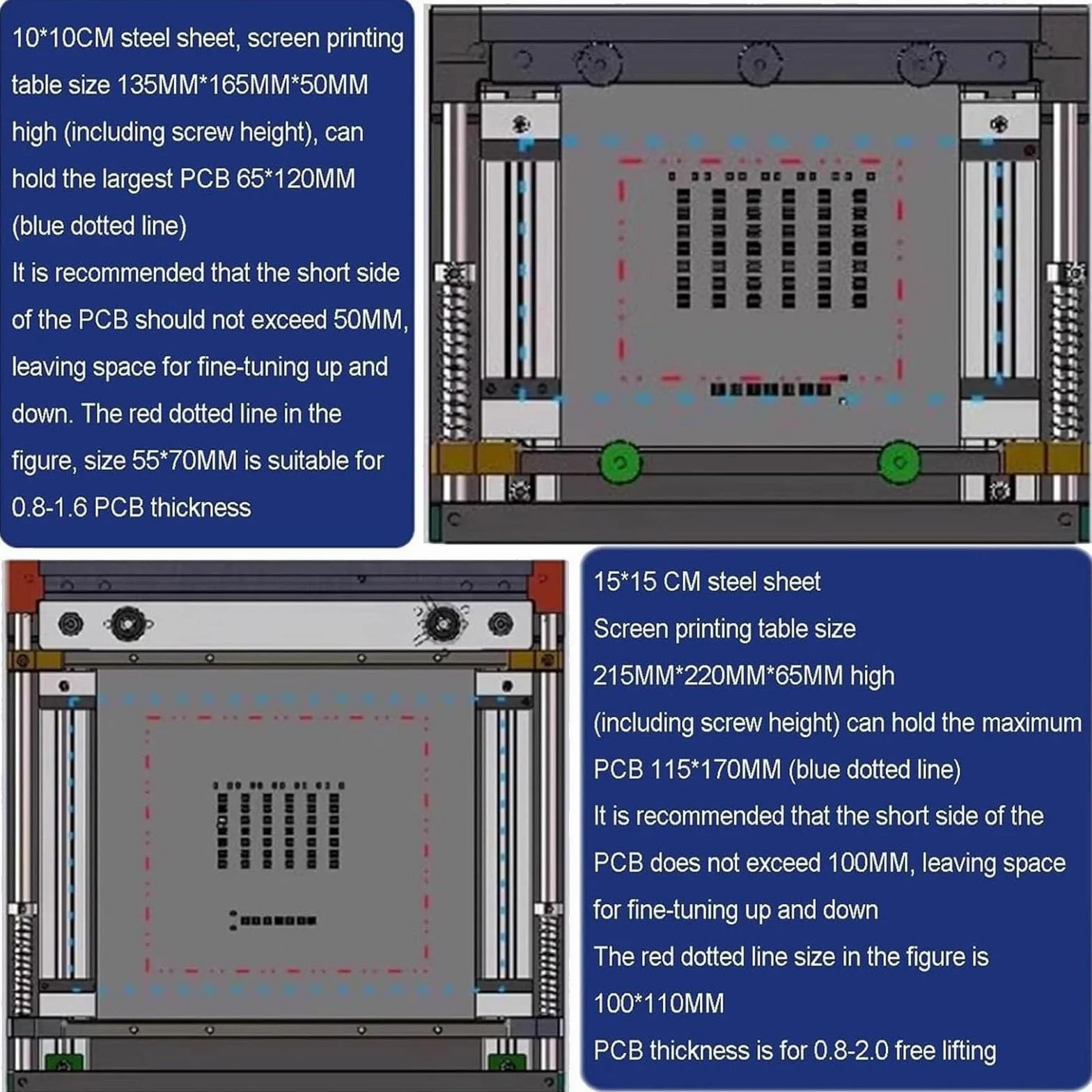 Estación de serigrafía manual pequeña, impresora de pasta de soldadura | Marco de aleación de aluminio premium, con ajuste multidireccional, for producción de prototipos de PCB(15cm)