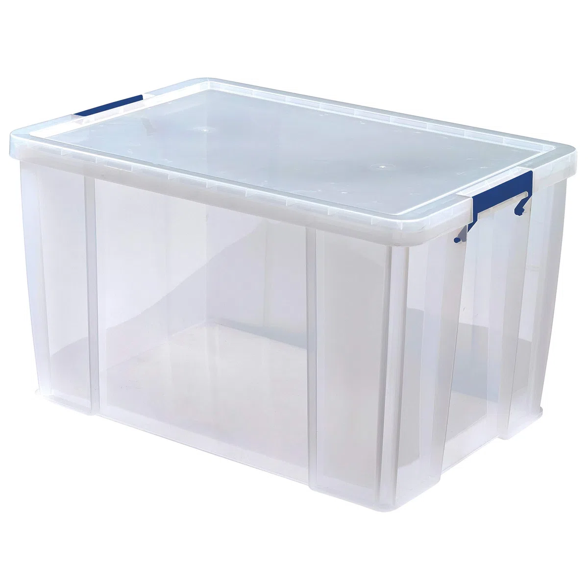 BANKERS BOX ProStore - Cajas de almacenamiento de plástico con tapa (85 L, apilables, superfuertes, 37,5 x 58 x 38,5 cm), fabricadas en el Reino Unido, transparentes