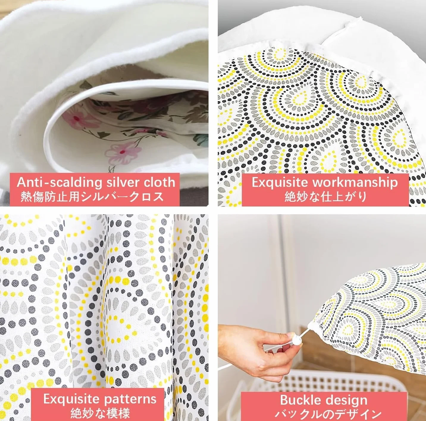 Funda extragrande para tabla de planchar con acolchado de algodón natural y banda elástica para planchar a vapor