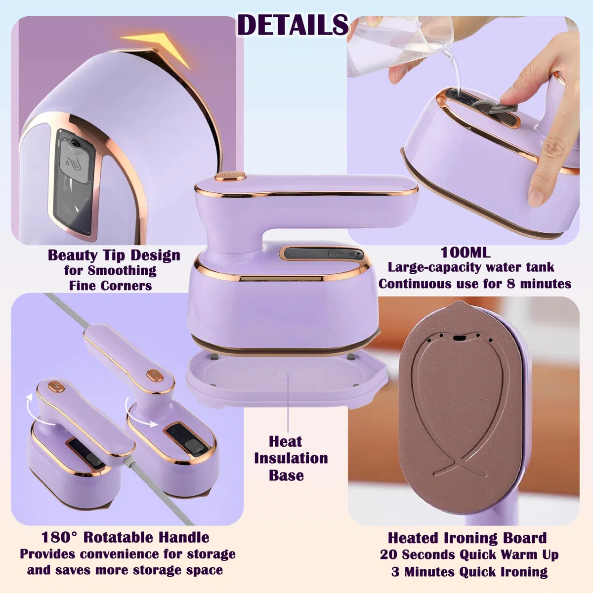 Plancha Vertical Vapor 2 en 1-Vaporizador de Mano para Ropa y Plancha Ropa, Plancha Ligera de Viaje de - Ideal para Casa Accesori
