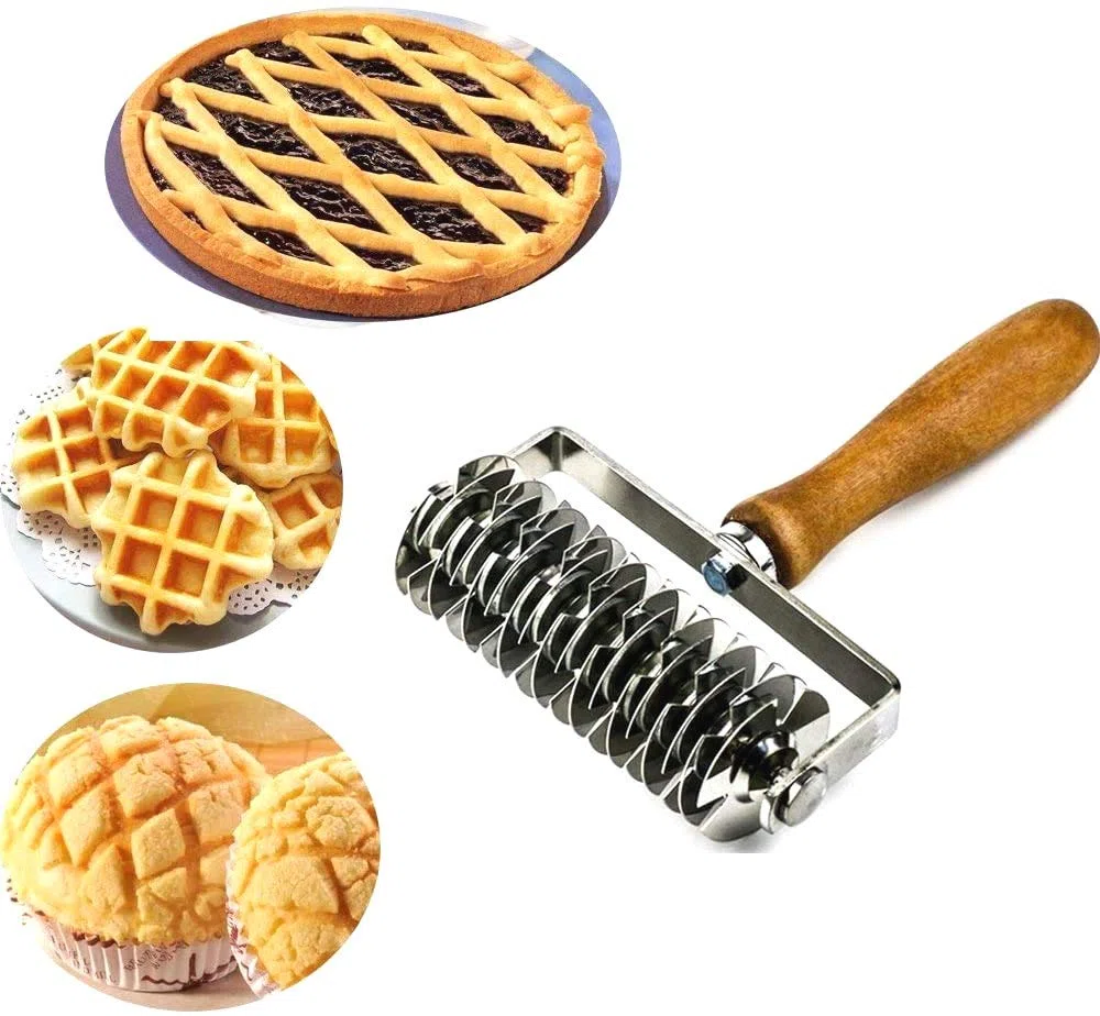 Cortador de pastelería para galletas de cocina, pasteles, pasteles, pasteles, pastelería, herramienta para hornear – acero inoxidable – mango de madera