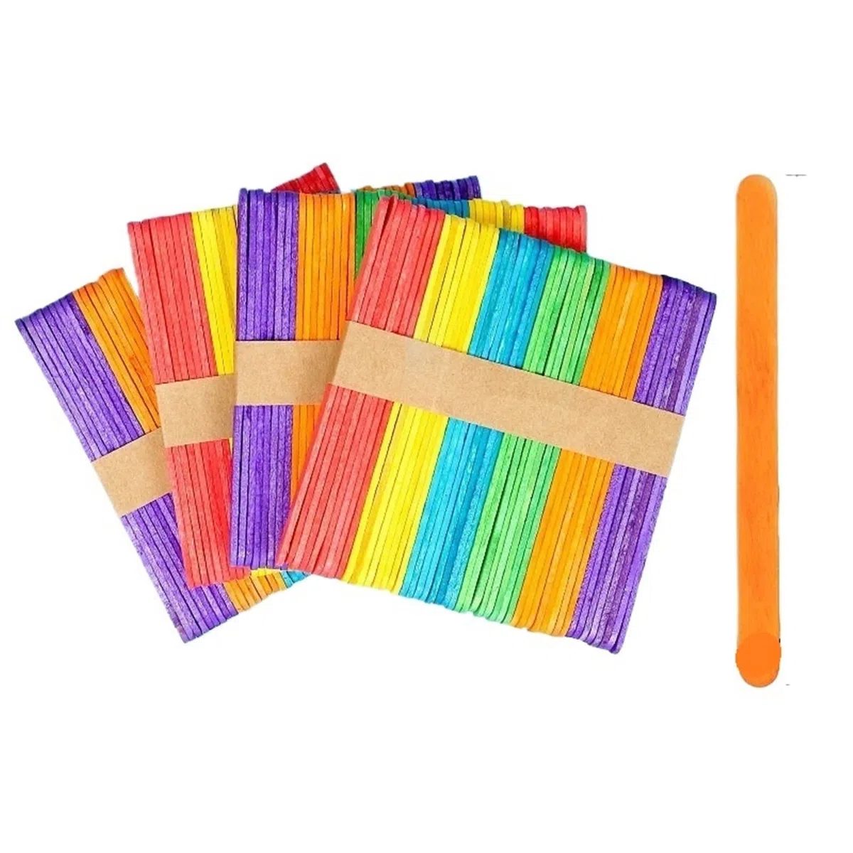 Palos de Madera Hechos a Mano, 500 palitos de Helado Madera for Manualidades, Ideales for Fiestas y proyectos creativos(Mix Colors,11.5cm)