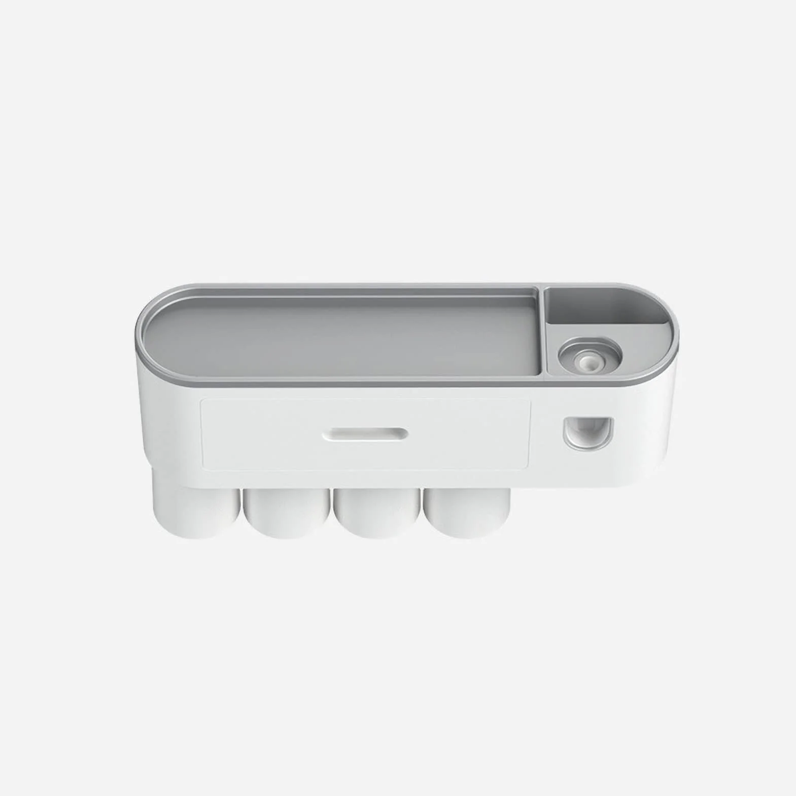 Soporte para Cepillo de Dientes, Dispensador de Pasta de Dientes ABS con Soporte Magnético para Taza de, Diseño sin Agujeros Montado en la Pared, Dividido para una Fácil Limpieza, (Juego
