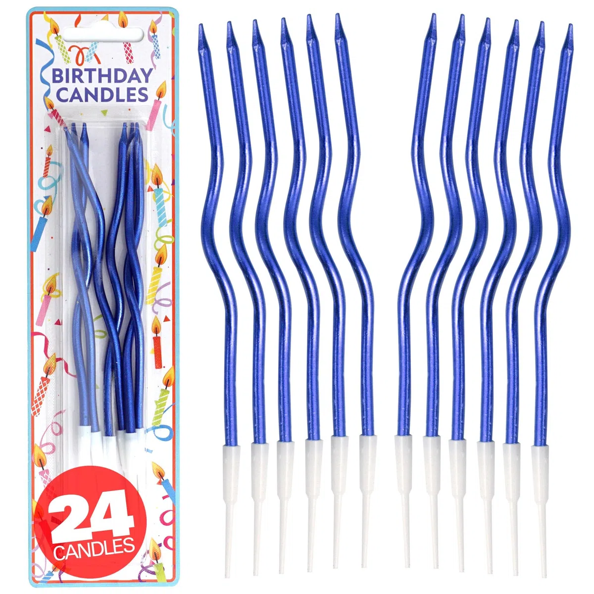 24 velas de cumpleaños metálicas en espiral azul, velas para tartas, fiestas de cumpleaños, fiestas de boda, velas en espiral, velas de cumpleaños doradas