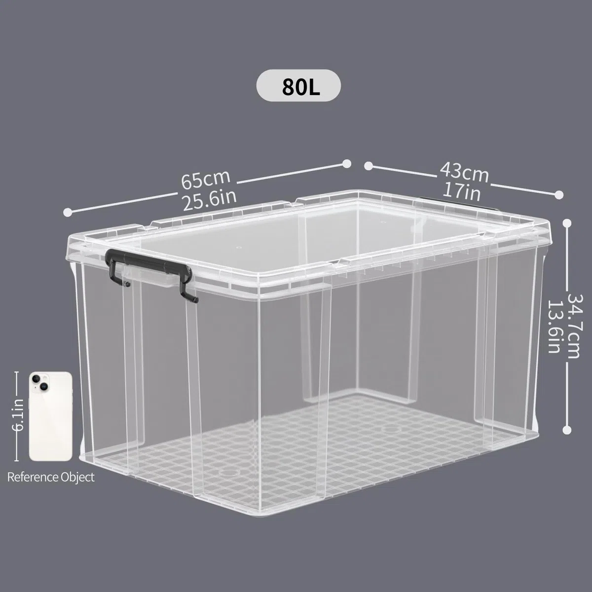 Cetomo 80L*3 Cajas de Almacenamiento, Cubo de Almacenamiento Plástico Apilable con Tapas, Contenedor de Alta Resistencia con Esquinas Reforzadas, Duradero, Transparente, 80L-Conjunto de 3