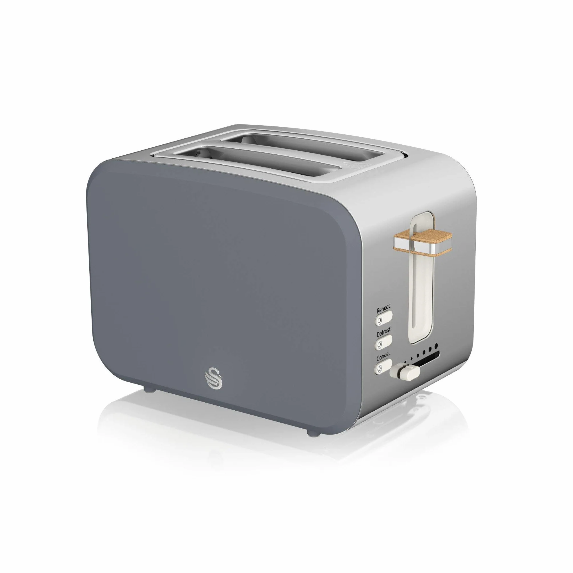 Swan Nordic Set Desayuno Hervidor de agua inalámbrico 1,7L 2200W, Tostadora Pan ranura ancha 2 rebanadas, 3 funciones, diseño moderno, efecto madera, gris