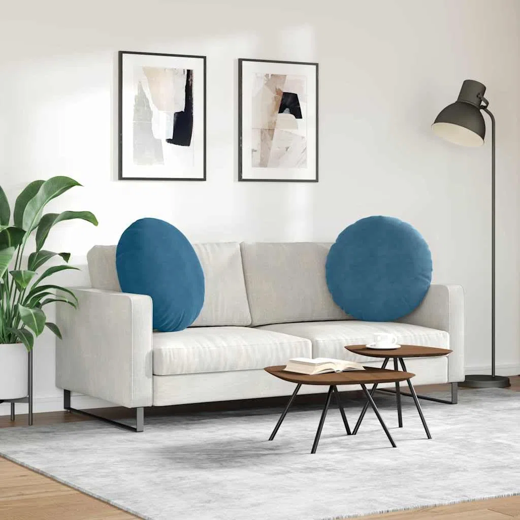 Juego de 2 cojines de asiento azul 60 x 60 x 21 cm – Cojín de suelo suave de terciopelo con cremallera – Cojín decorativo moderno para salón y dormitorio – Cojín de terciopelo con relleno de