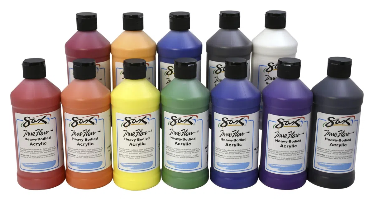 Sax 439304 - Pintura acrílica de cuerpo pesado de flujo real, juego de 12 unidades, varios colores
