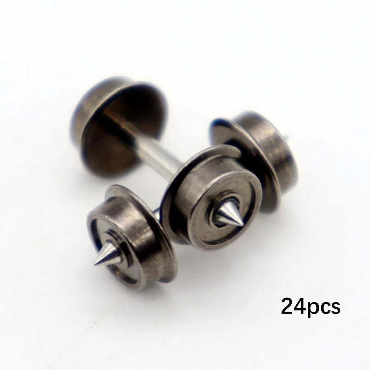 Colcolo Ruedas de Metal de 24 Piezas, Rueda de Escala n, Profesional, Parte de Repuesto, Hobby Trenes Eje de Metal de Accesorios para 1: 160 Trenes Modelo