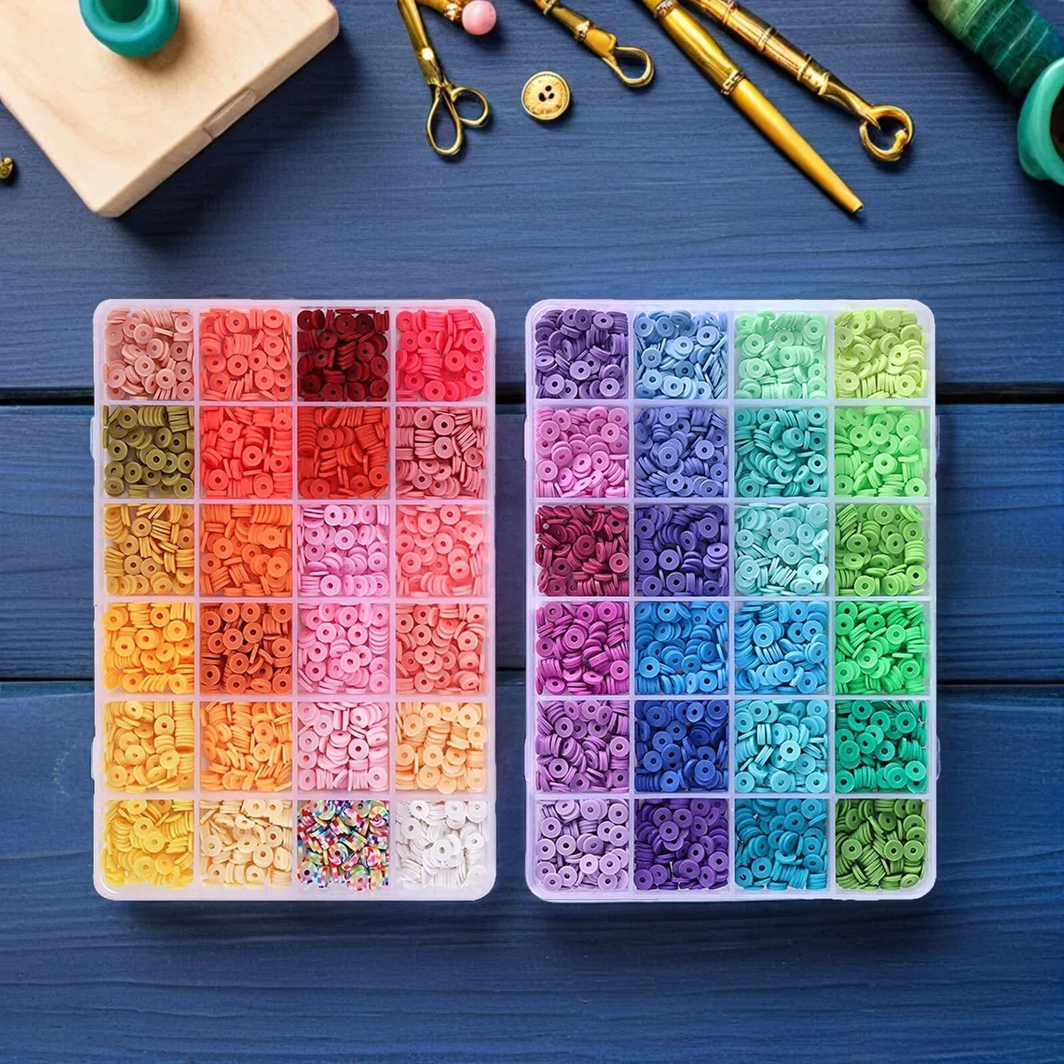 Cabilock Kit de Abalorios para Hacer Pulseras con Cuentas de Arcilla Polimérica de Incluye con Accesorios Metálicos y Cuerda de Metros para Manualidades DIY Creativas y Regalo Artesanal