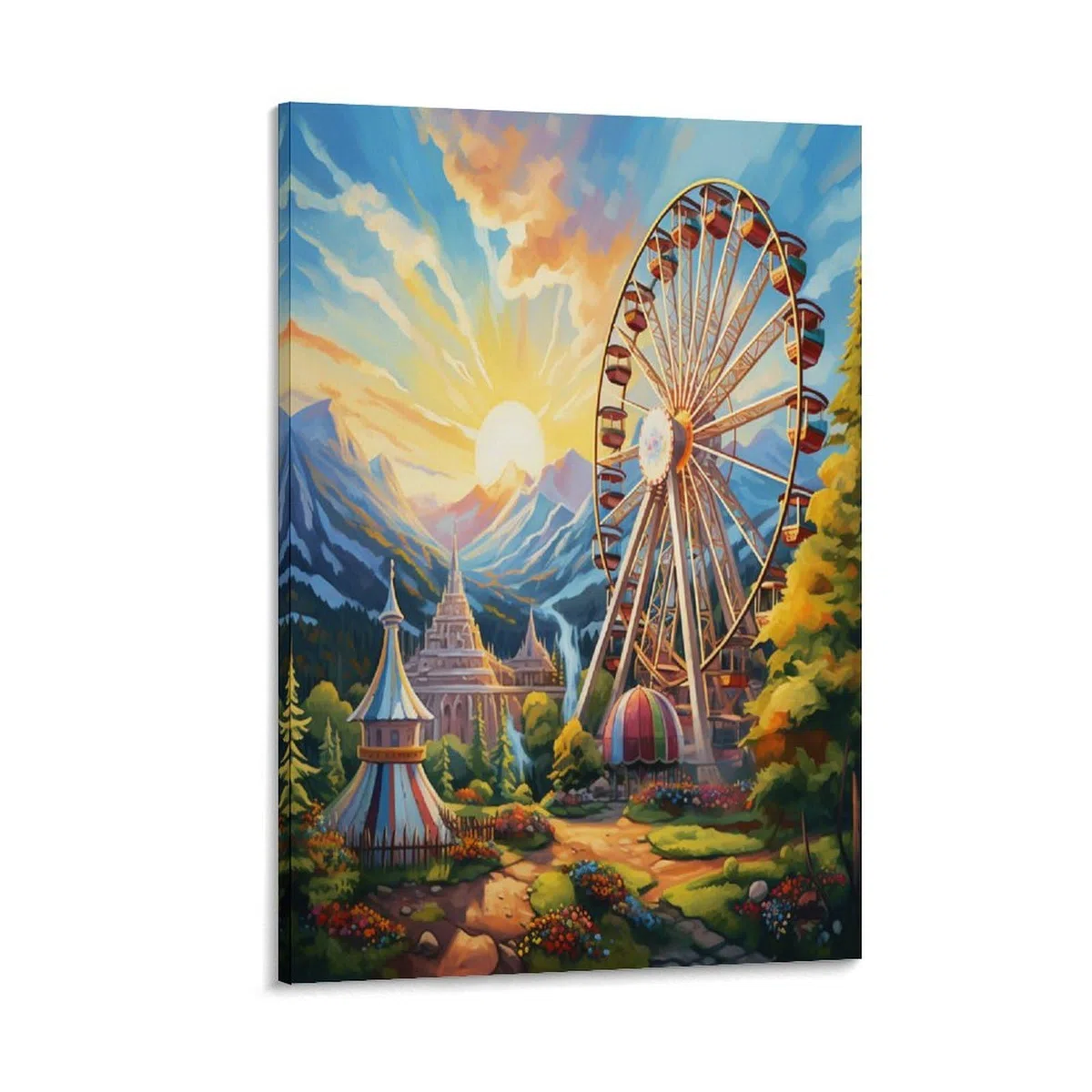 YUXINYUE Ferris Wheel Art Lienzo Impreso Imagen Moderna Arte De Pared-pintura Abstracta Lienzo Decoración Adecuada Para Sala De Estar, Dormitorio Cartoon 16x24inch(40x60cm)
