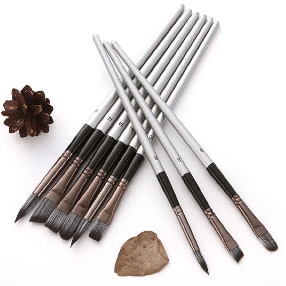 24 unids/Set Pelo de Nailon Mango de Madera Pincel de Acuarela Pluma limpiaparabrisas Pincel de Arte de Pintura acrílica