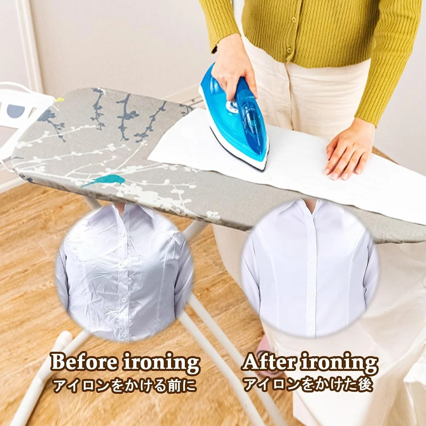 Funda extragrande para tabla de planchar con acolchado de algodón natural y banda elástica para planchar a vapor
