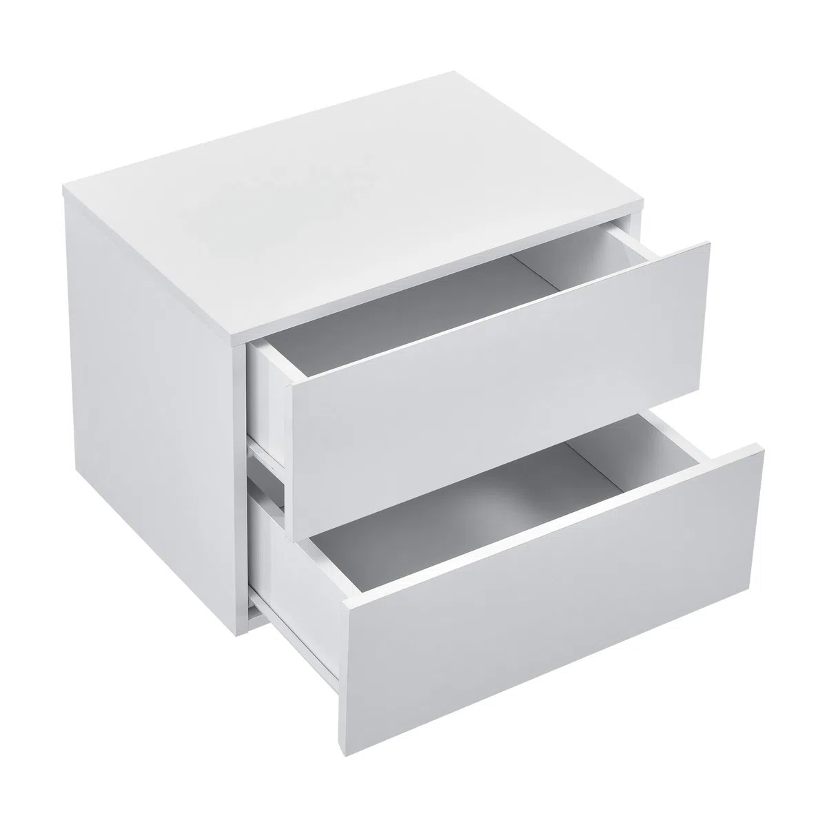 [en.casa] Mesa de Noche Flotante Ampfing con 2 Cajones Mesita de Noche Auxiliar Suspendida Dormitorio Recibidor Salón 40 x 29 x 30 cm - Blanco