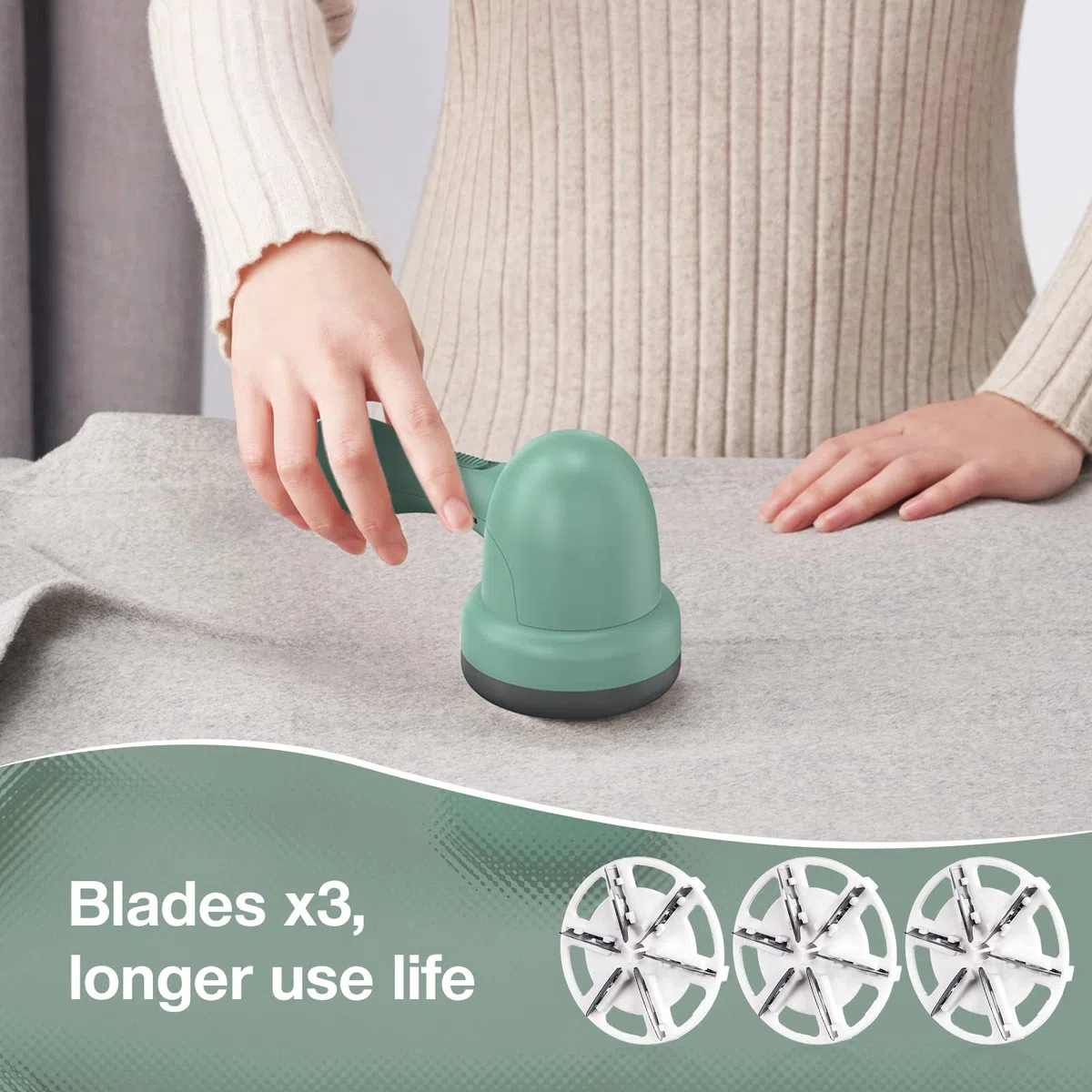 Quitapelusas Electrico, Quita Pelusas para Ropa con 3 Cuchillas & USB, Portátil Rápido Quita Bolas de la Ropa Recargable Maquina Quitar Bolitas Ropa Quitapelusas Ropa para Sueter/Abrigo de Lana/Manta