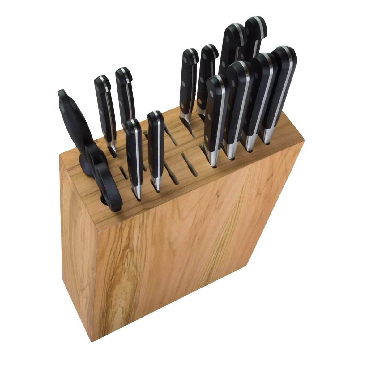 Bloque de cuchillos con 17 orificios, madera de haya natural, vacío.