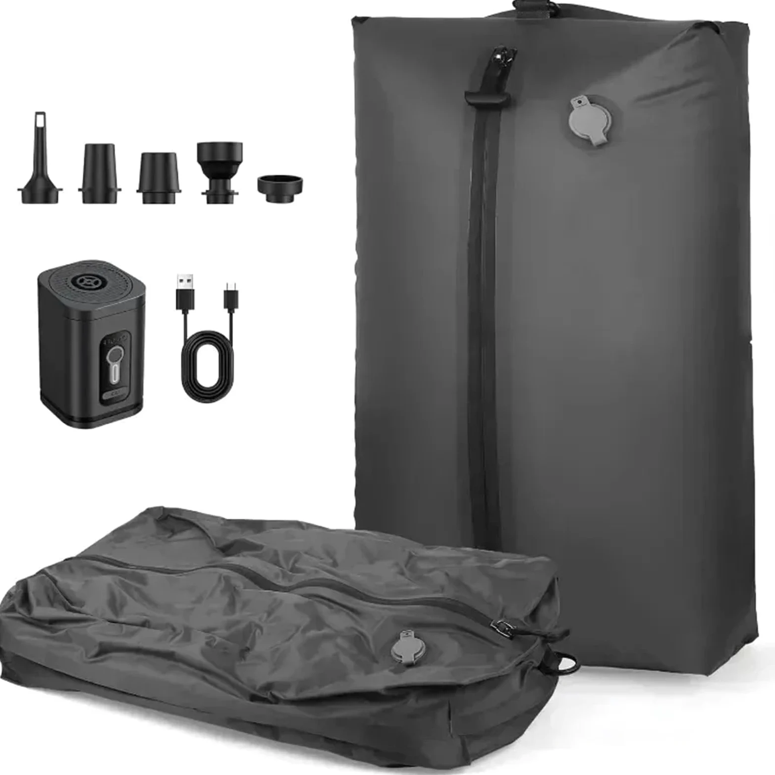 Bolsas vacio Bolsa de almacenamiento de ropa reutilizable con bomba de aire de 17L, mochila de compresión de viaje, bolsa de equipaje para Equipaje(1 bag 1 pump black)