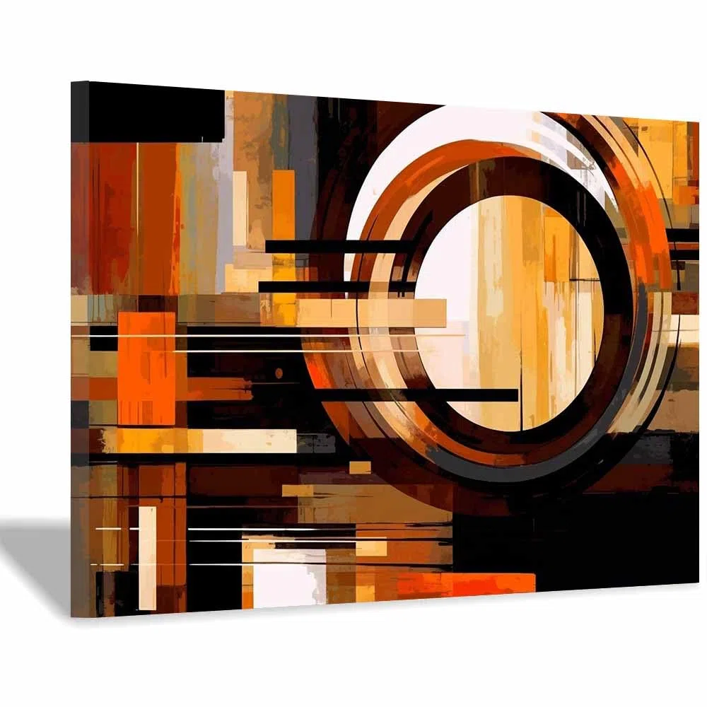 TODOAA Blanco Y Negro Abstracto Cuadros Patrón geométrico moderno Decoracion Salon Modernos, Salón Comedor Oficina Pintura Lienzos decorativos Cuadros（Naranja-40x60cm Enmarcado
