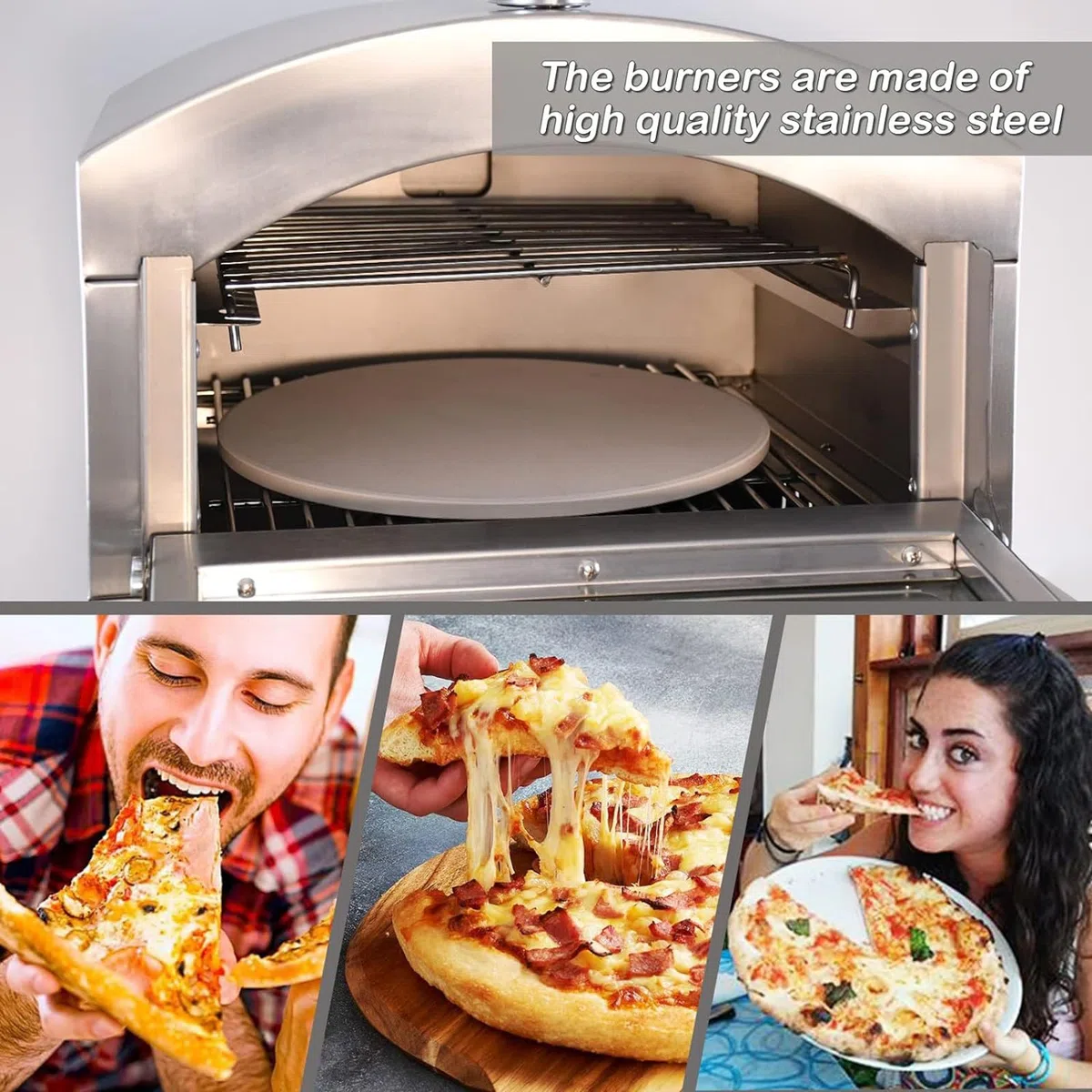 Horno de pizza portátil, para encimera de gas, parrilla de pizza al aire libre, acero inoxidable, con piedra para pizza, para comercial/hogar/cocina