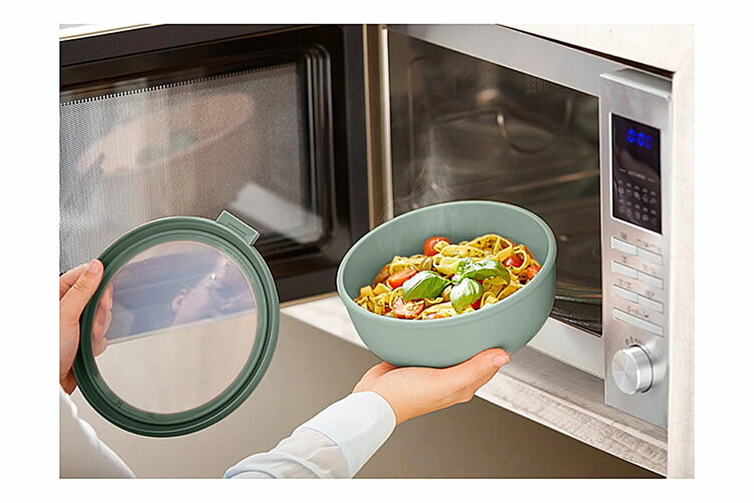Mepal - Multi Bowl Cirqula Redondo 4-Partes - Caja de Almacenamiento de Alimentos con Tapa - Caja de Almacenamiento Hermética para Nevera y Microondas - 500, 1000, 2000 & 3000 ml - Nordic sage