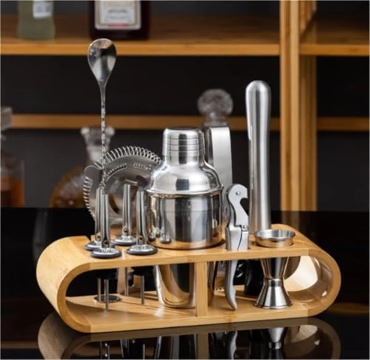 Juego de coctelera de Acero Inoxidable, Kit de Accesorios for Mezclar Barman, Herramientas Profesionales de Barman y Bar en casa, Bebidas de cócteles con Alcohol(750ML)
