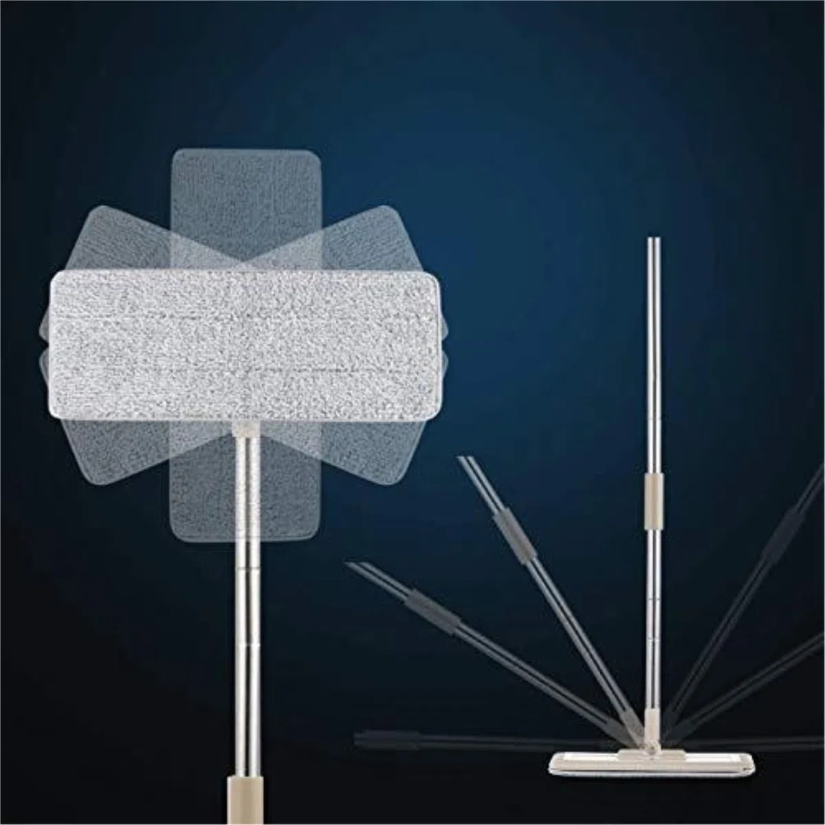 Fregona Cubo para Trapeador Plano con Manos Libres para Limpieza De Pisos Húmedos Y Secos, Cabezales Giratorios 360 ​​Grados Reutilizable Limpieza Suelo(Blue)