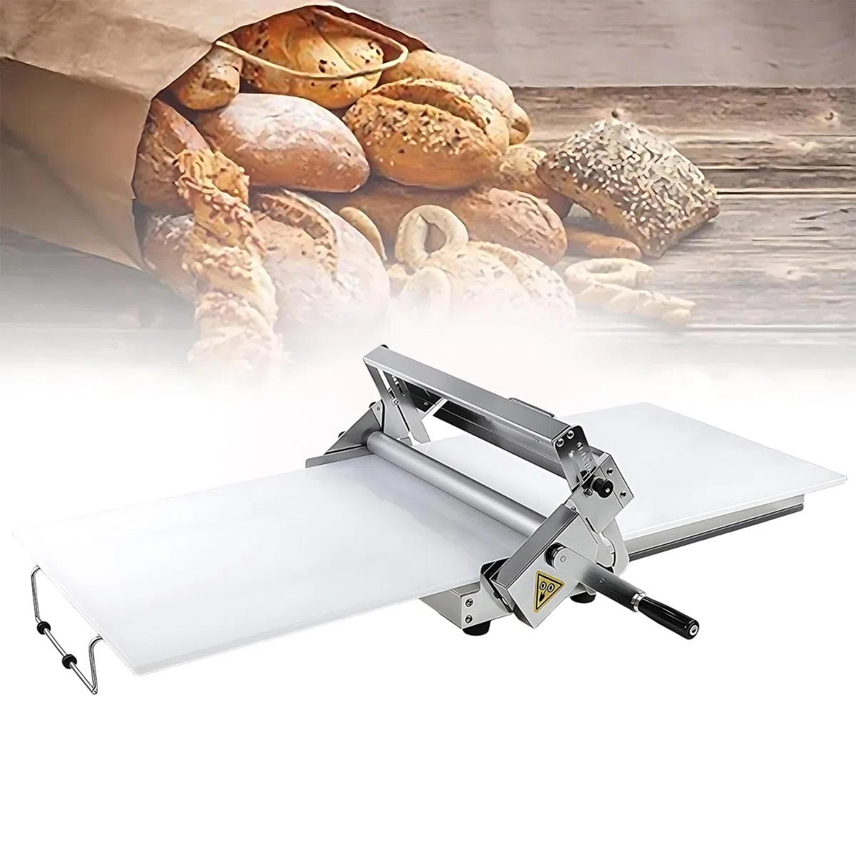 Laminadora de Masa Manual compacta con Manivela Grosor Ajustable. MáQuina para Hacer Croissants Pasteles Laminados Equipo PanaderíA Comercial Grosor Ajustable