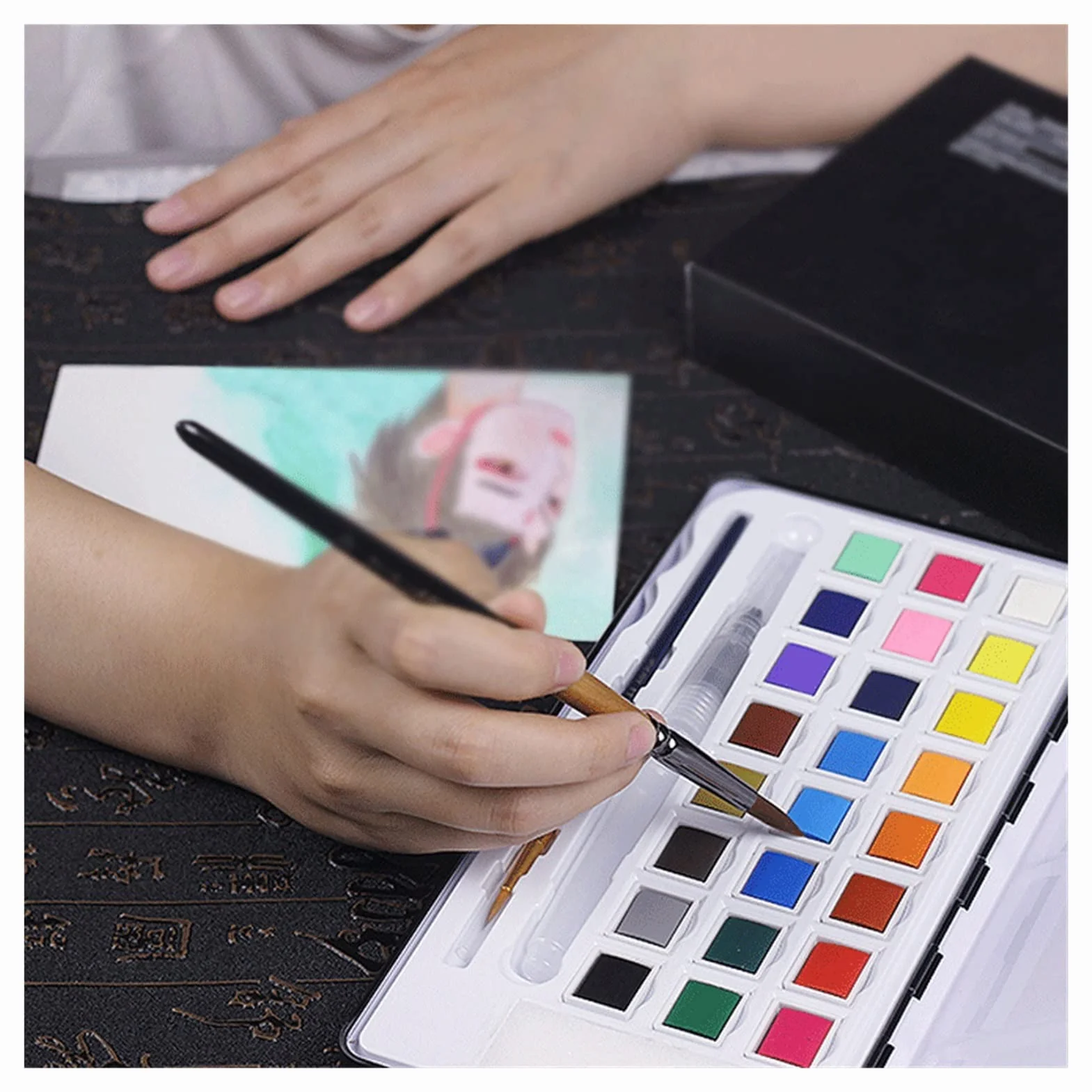 Juego de 12 Pinceles de Nailon, Caja de Hierro, Variedad de pigmentos, Juego de Pintura al óleo y Acuarela, Pintura Gouache
