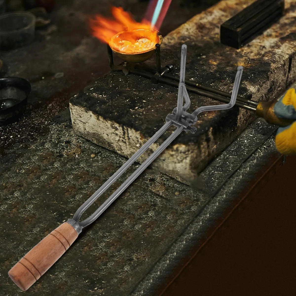 Pinzas para Recipiente de Fundición de Oro y Metales Herramienta de 43 Cm Agarre Ergonómico para Horno de Derretido