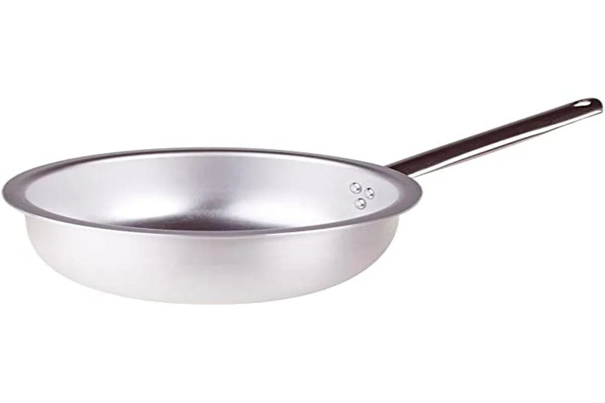 Agnelli ALMA111BM28 Sartén para saltear Pasta y arroz con Mango Tubular de Acero Inoxidable, Aluminio Profesional 3 mm, 28 cm