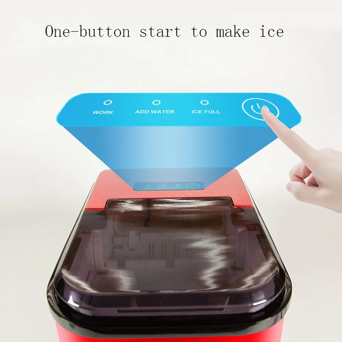 Máquina de Hielo de encimera, con asa, Capacidad de 22 a 26 Libras en 24 Horas, 8 Cubos listos en 6 a 12 Minutos, para el hogar, la Cocina, el Camping y la Autocaravana (Blanca)