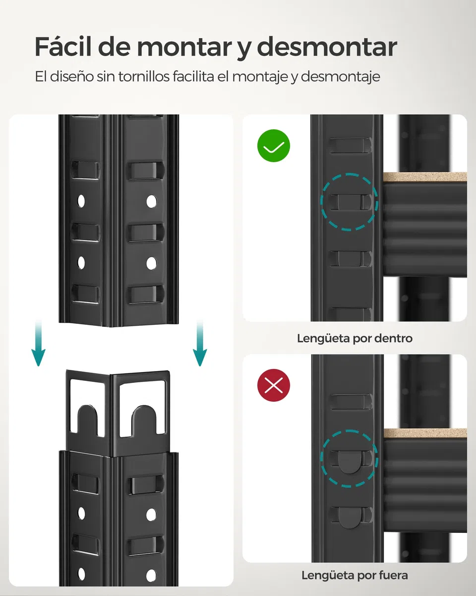 SONGMICS Estantería Pesada de 5 Niveles, Estantería de Acero, Montaje Rápido, Garaje, Almacén, Trastero, Carga de 875 kg, 40 x 270 x 180 cm, Negro GLR040B03
