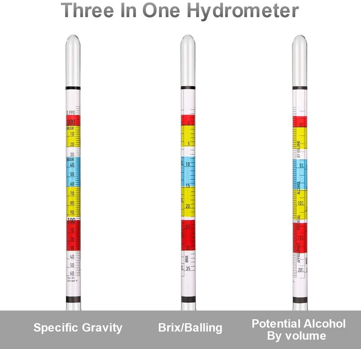 Circrane Kit de hidrómetro de triple escala, hidrómetro de alcohol para cerveza, vino, hidromiel y kombucha, ABV, Brix y kit de prueba de gravedad, suministros de elaboración casera