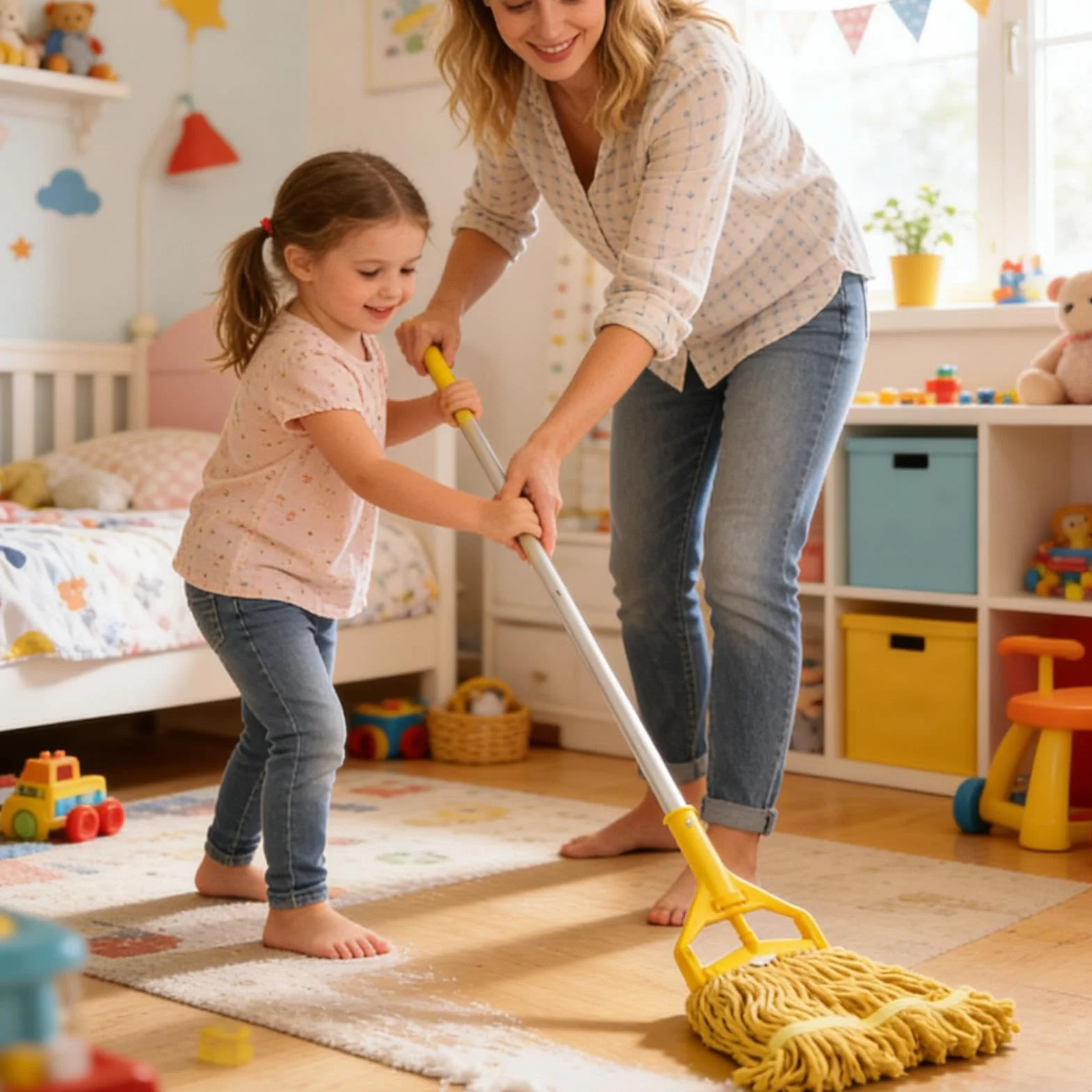 Fregona de Tiras Mango de Aluminio Desmontable Limpiador Reutilizable | Fregonas para limpieza de suelos para polvo madera parquet hogar baño cocina salón dormitorio y